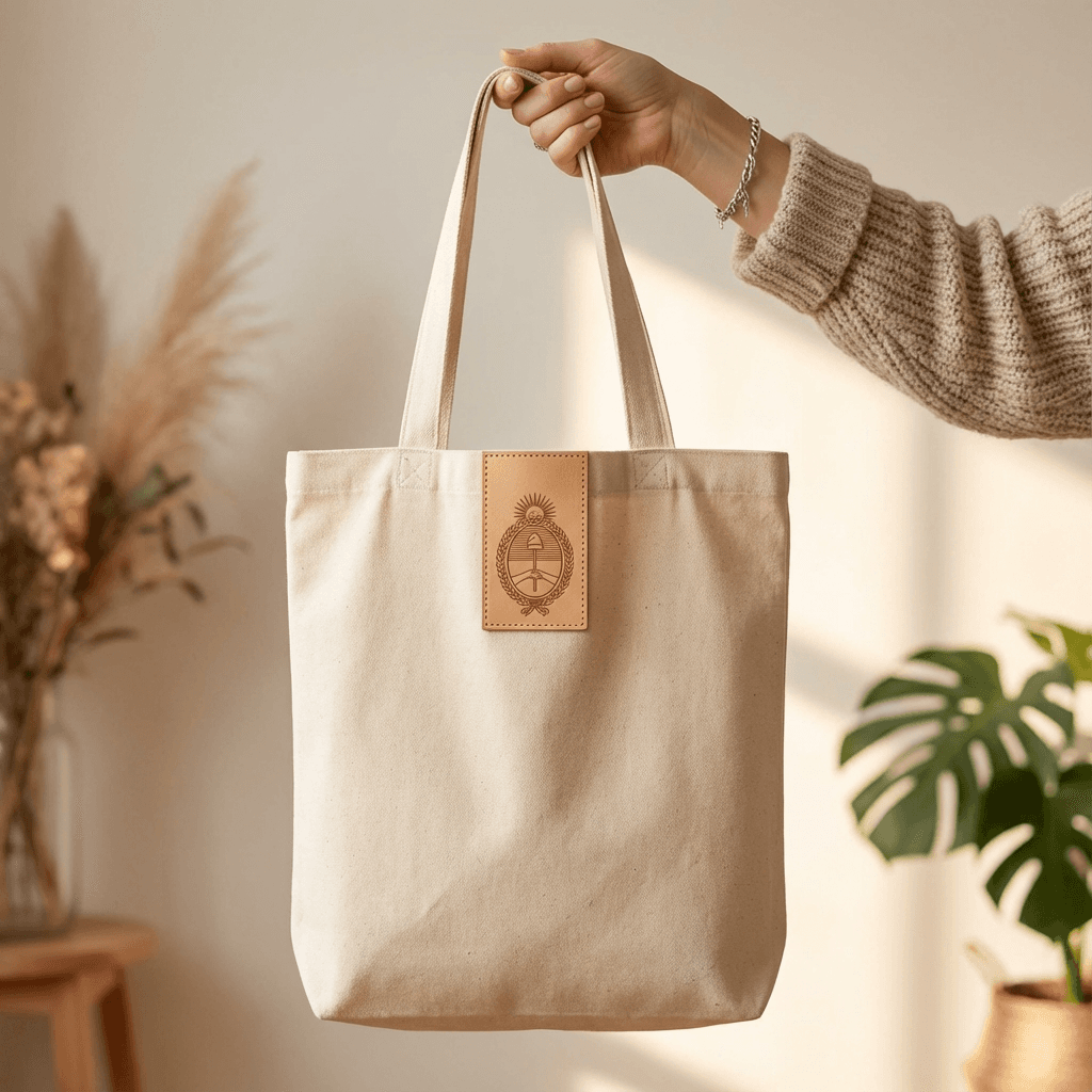 Bolsa de tela con marca aplicada