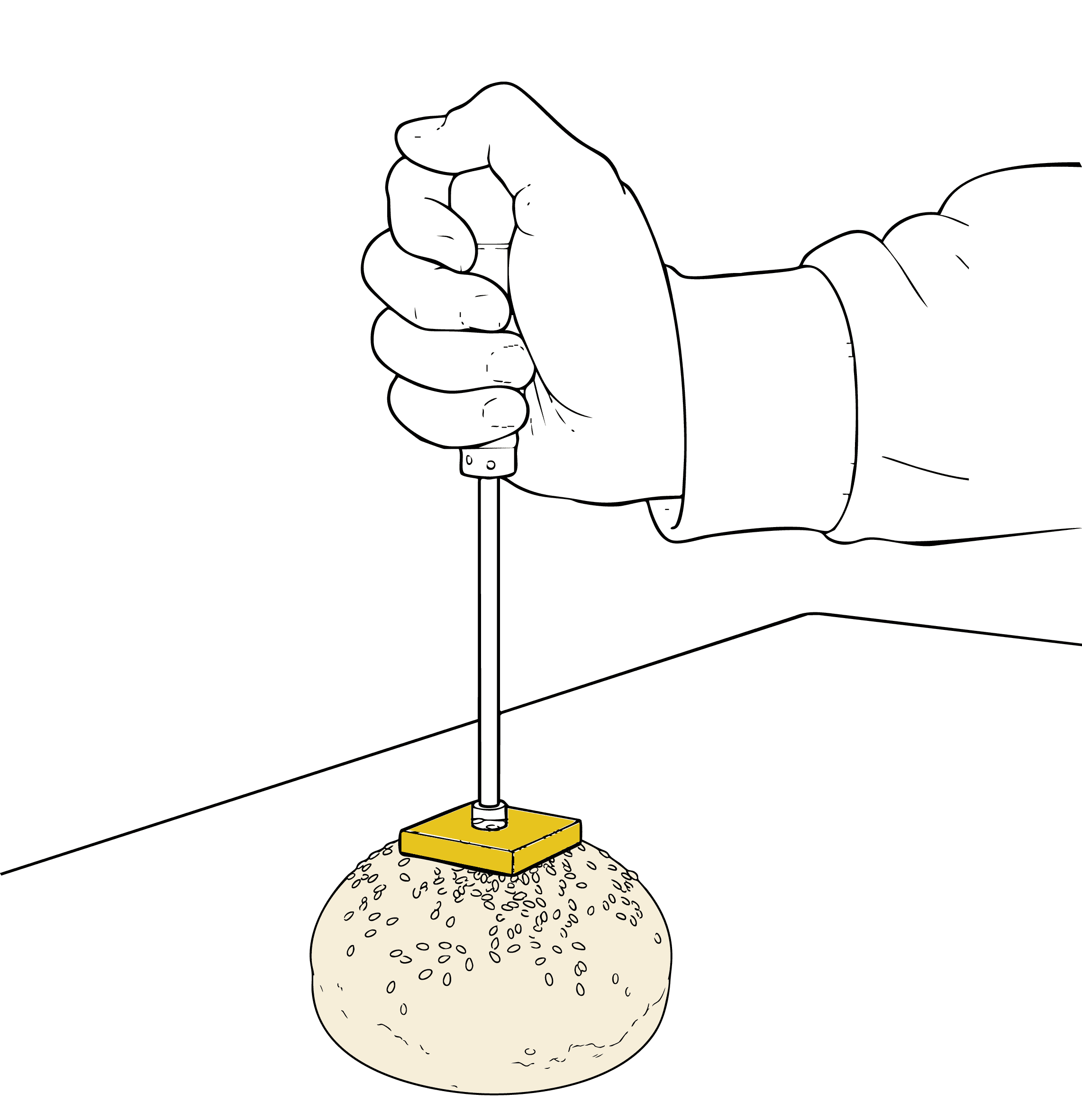 Esquema de marcado en pan con sello caliente